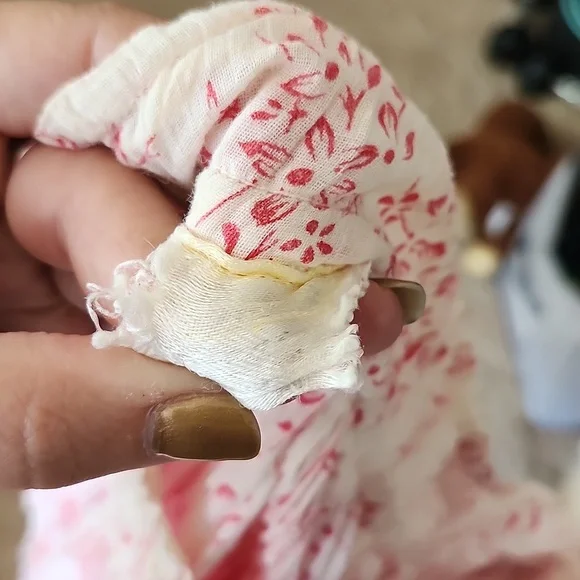 Vintage Prairie Cottagecore Feminine Midi Skirt Flowy Cotton Red White - Picture 4 of 4